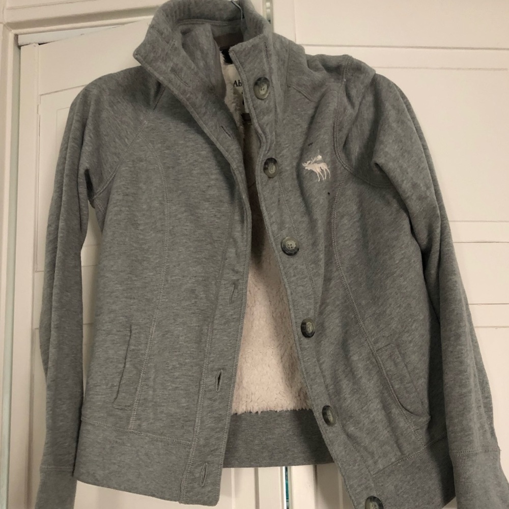 Grey Abercrombie Faux Fur Lined Jacket size L